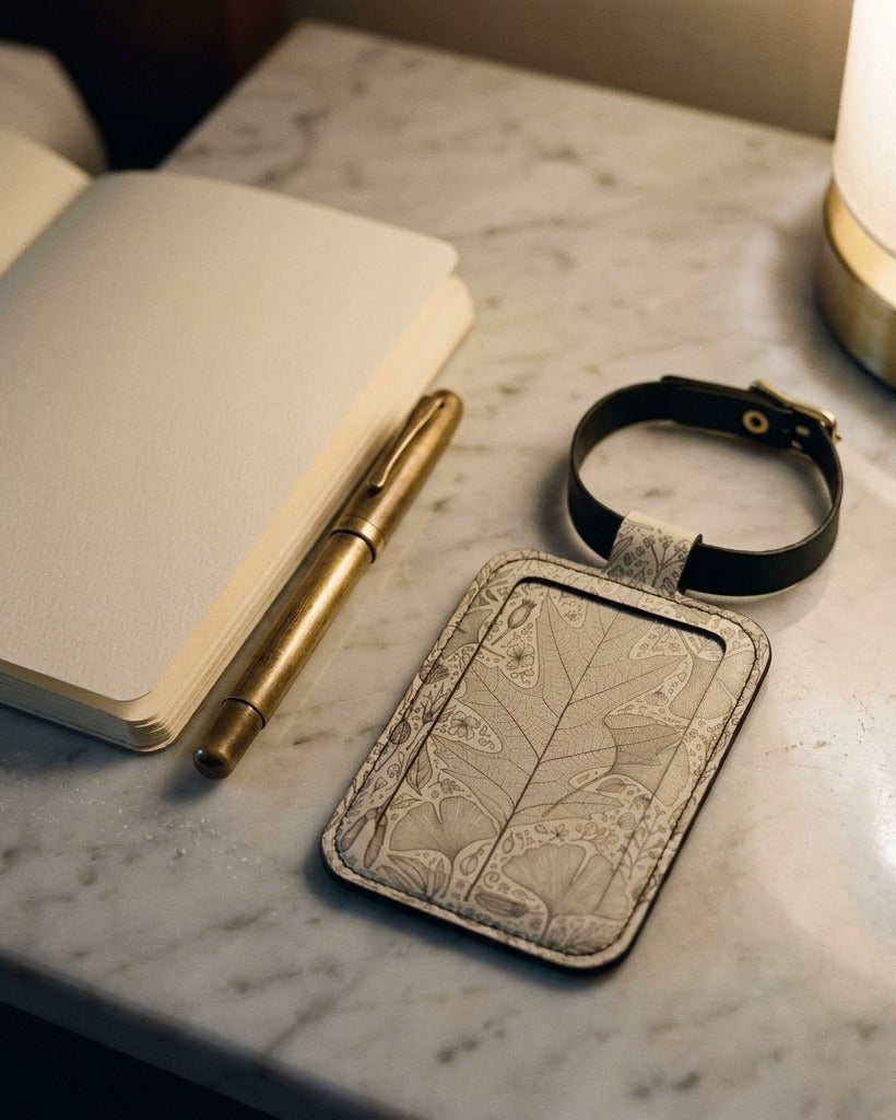 Creo Fleur Atelier — Luggage Tag — Pressed Leaf Silhouette