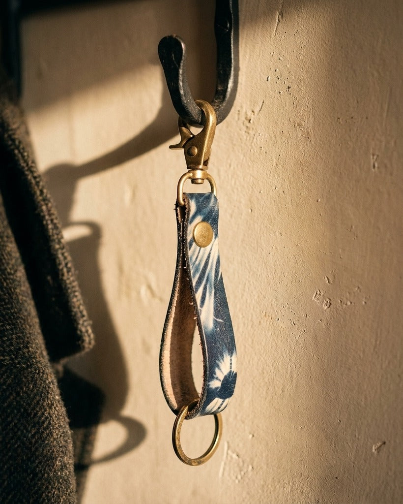 Creo Fleur Atelier — Keychain — Shibori Indigo Tiedye