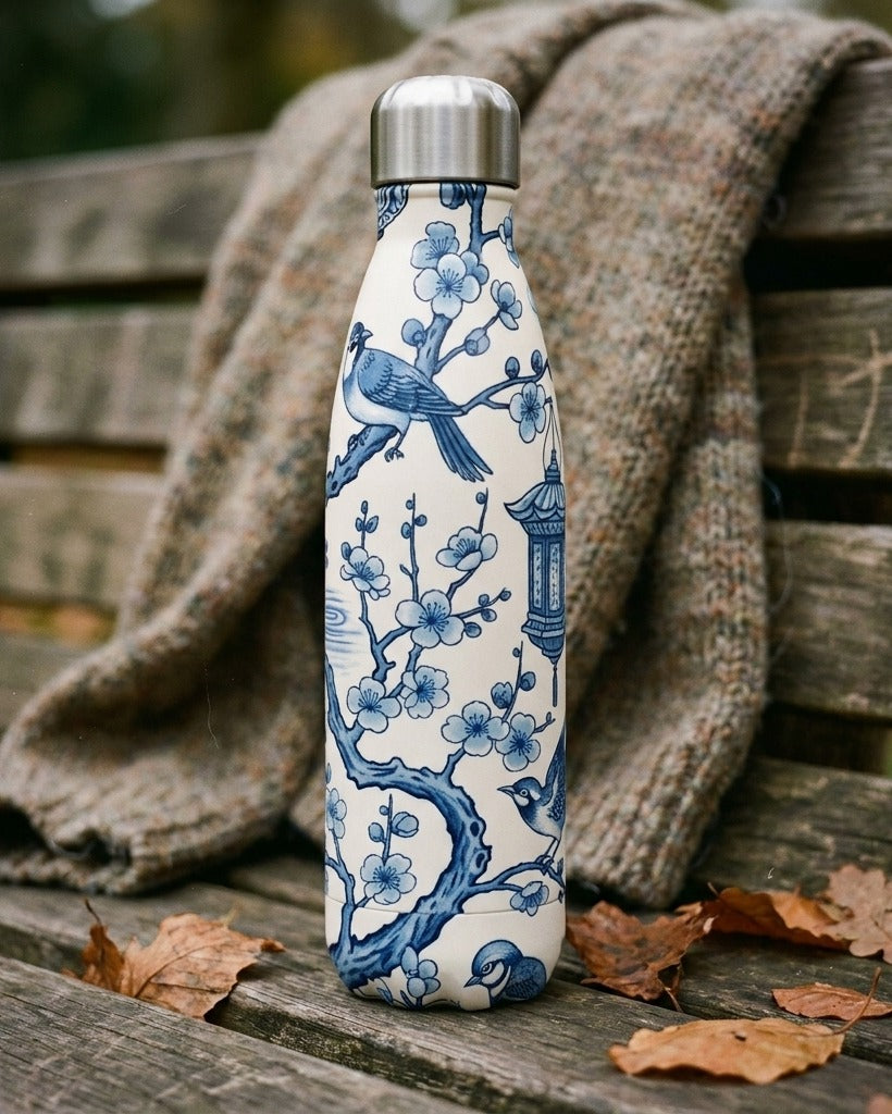 Creo Fleur Atelier — Water Bottle — Chinoiserie Blue White Motif