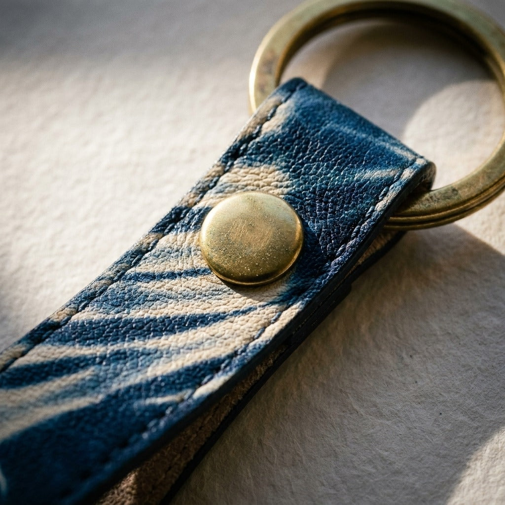 Creo Fleur Atelier — Keychain — Shibori Indigo Tiedye