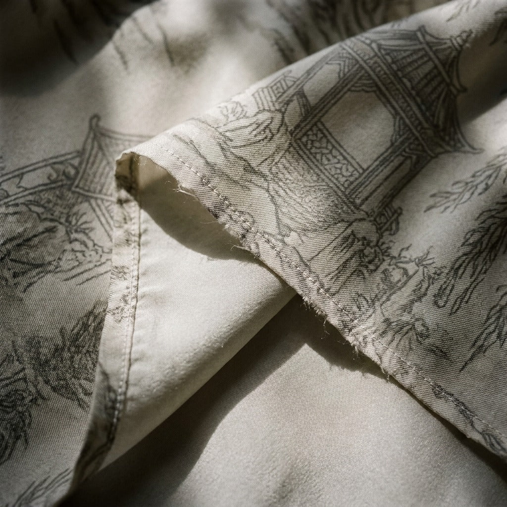La Demoiselle — Drape in motion on dove grey — Flowing silk chiffon — Hoboken atelier