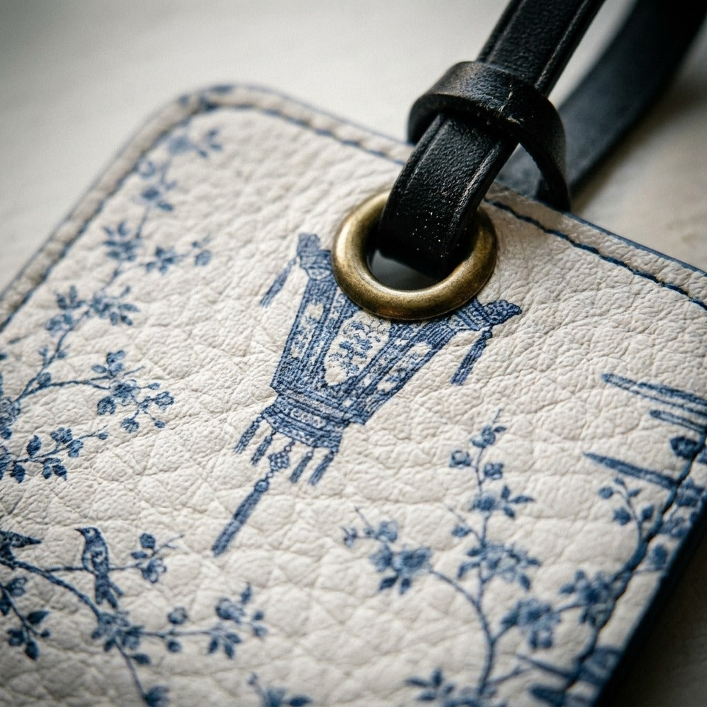 Creo Fleur Atelier — Luggage Tag — Chinoiserie Lantern Scene