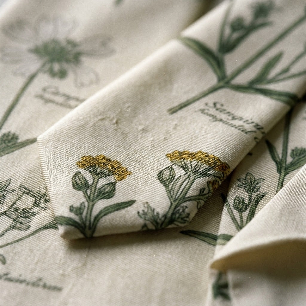 Creo Fleur Atelier — Silk Tie — Botanical Herbarium Detail
