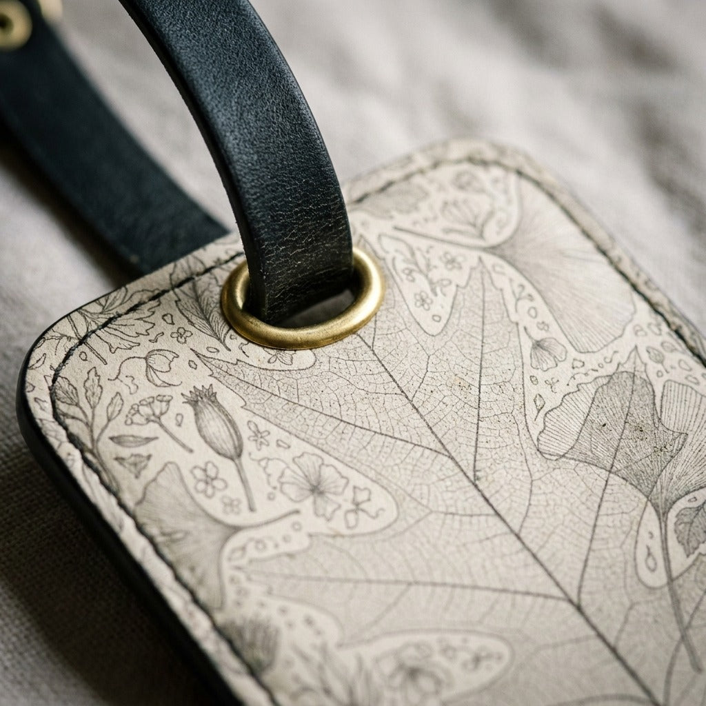 Creo Fleur Atelier — Luggage Tag — Pressed Leaf Silhouette