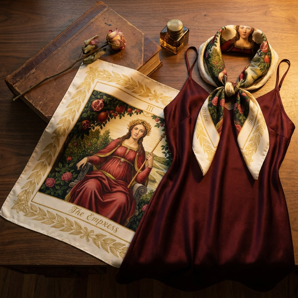 Carré L'Impératrice — drape in motion on a dark background — flowing silk twill — Hoboken atelier