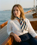 Carré Sailcloth Riviera — Hero flatlay on muted cream — Reactive-dyed mulberry silk twill — Hoboken atelier